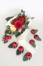 Burgundy Set - Bridal Bouquet, Groom's Boutonniere, Bridesmaid and Groomsman Accessories