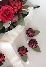 Burgundy Set - Bridal Bouquet, Groom's Boutonniere, Bridesmaid and Groomsman Accessories